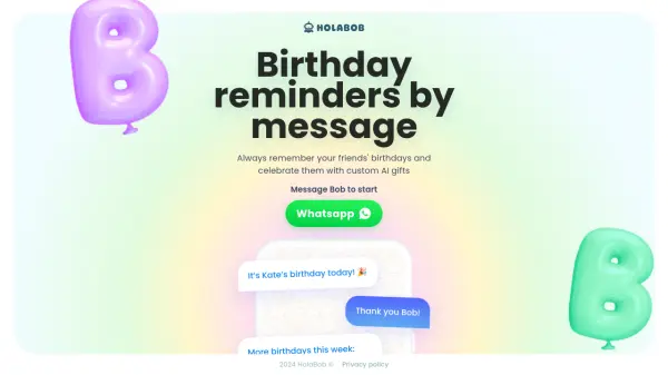 Birthdayreminders bymessage