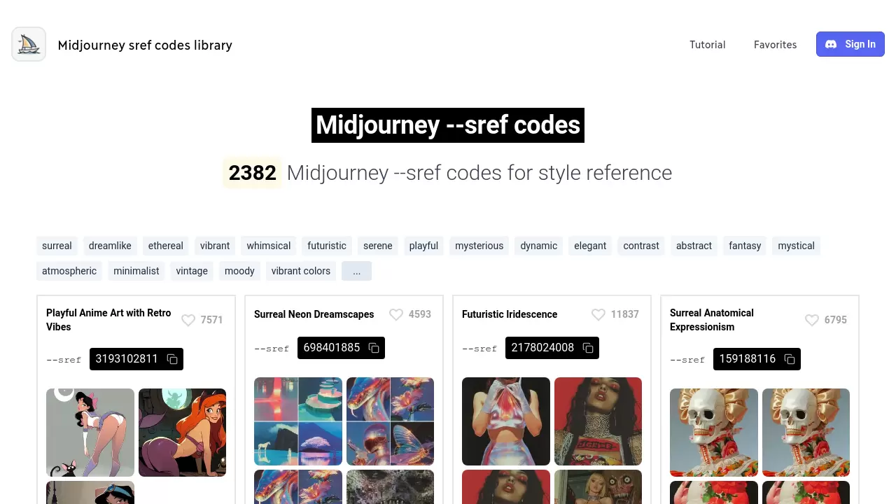 Midjourney SREF Codes Library
