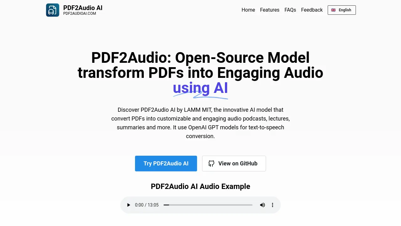 PDF2Audio AI