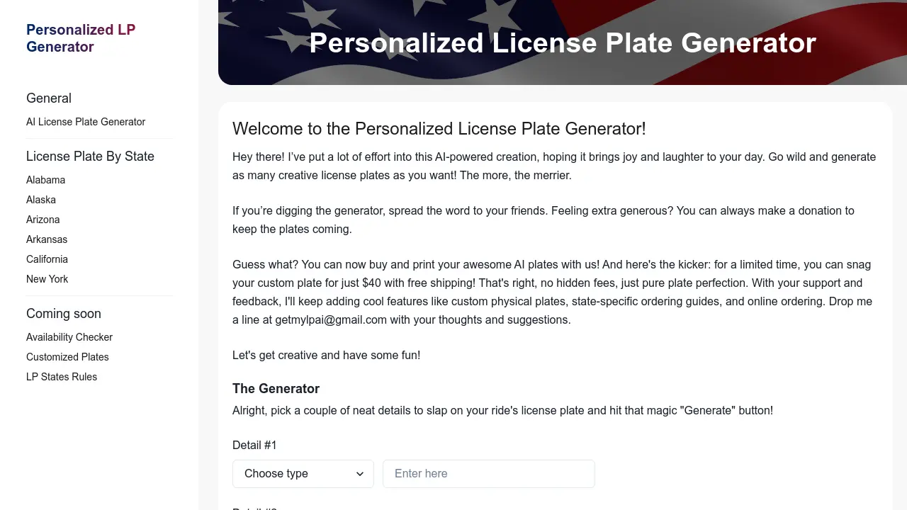 Personalized License Plate Generator