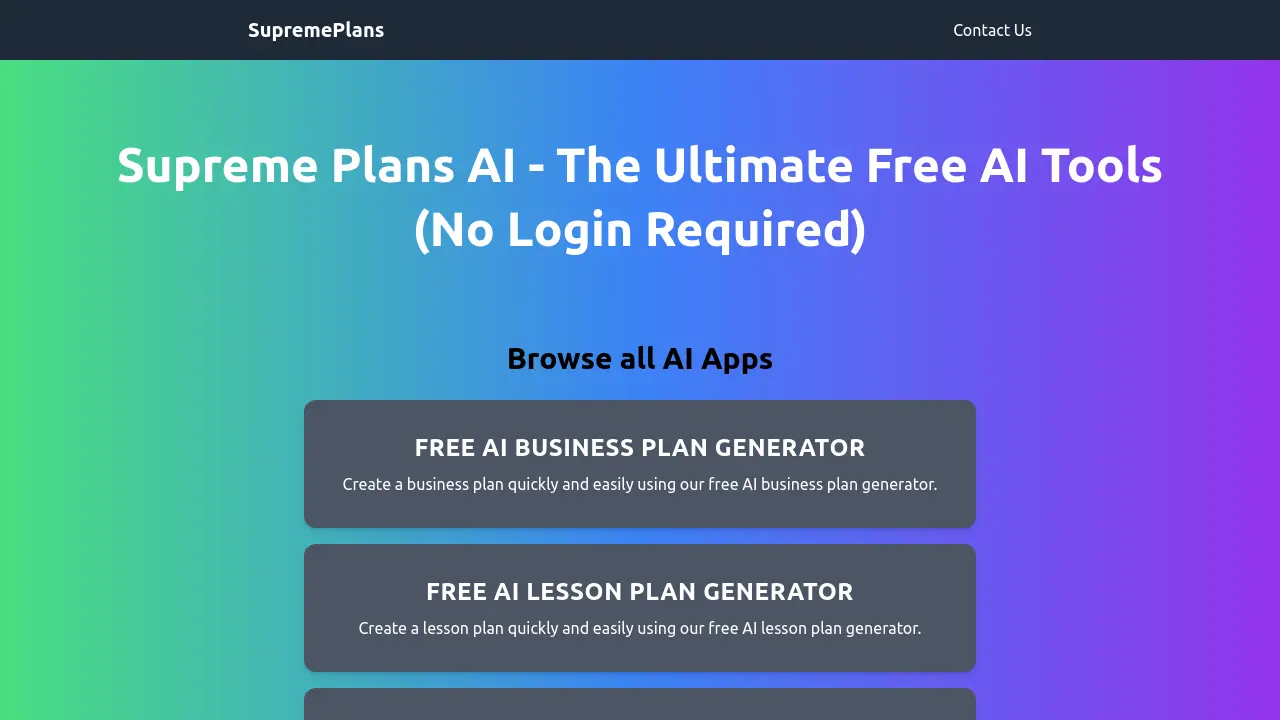 Supreme Plans AI