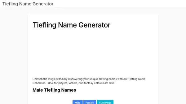 Tiefling Name Generator