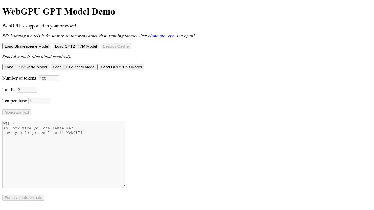 WebGPU GPT Model Demo